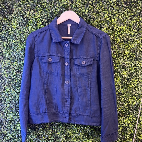 LuluB Jackets & Coats Lulu B Travel Linen Jacket Navy Poshmark